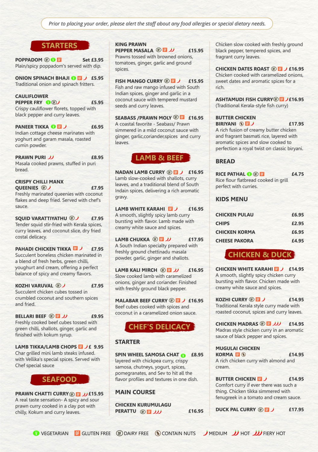 Menu Douglas - Vellika's Kitchen